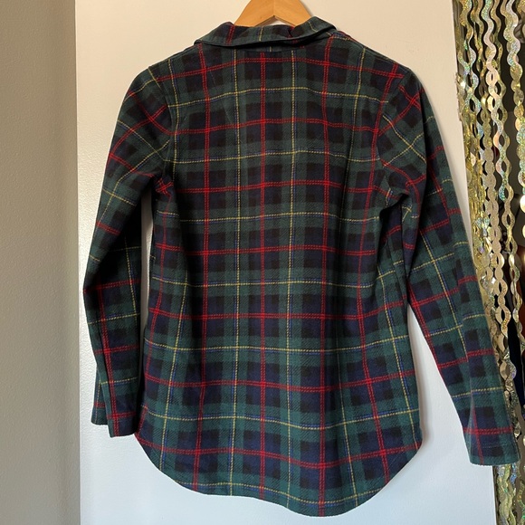 Vintage Ralph Lauren Green plaid fleece long sleeve button down leopard lining - Picture 4 of 8